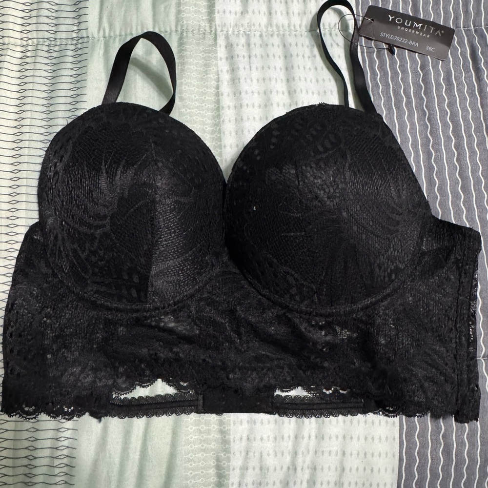Youmita Black Lace Push-Up Bra